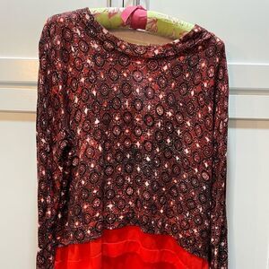 Michael Kors Red Kaleidoscope Women's XL Knitted Top RN111818 NWT
